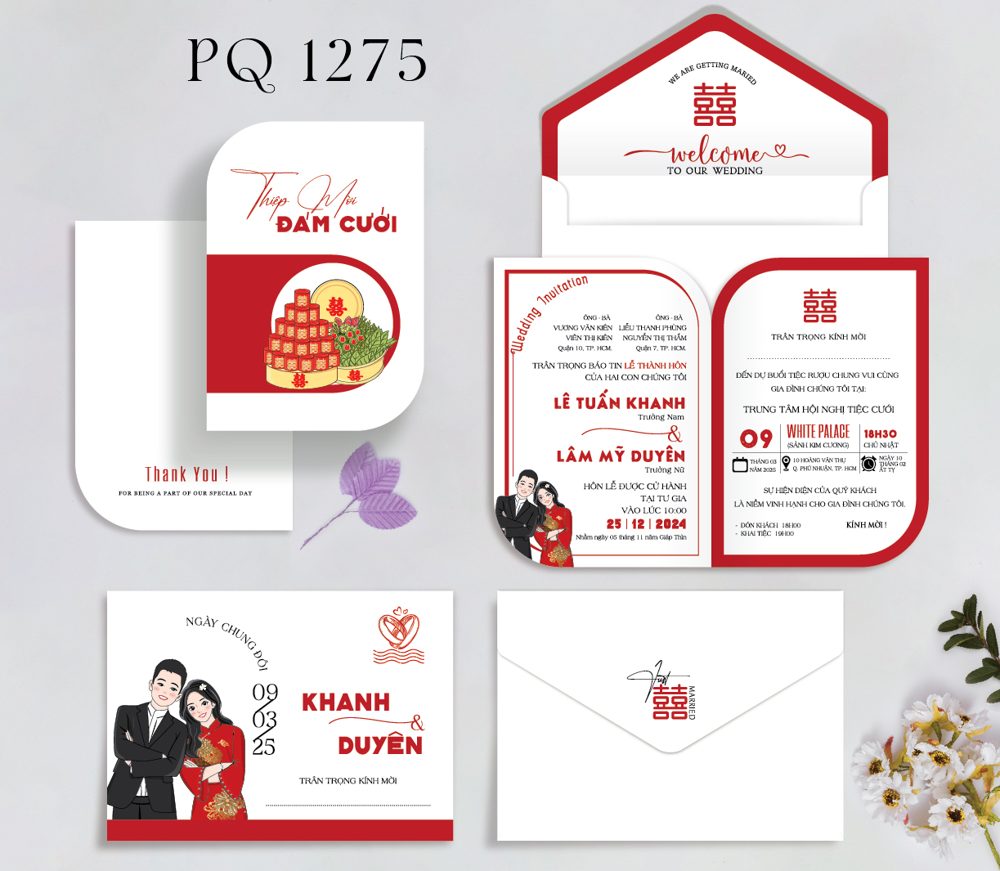 Thiệp mâm quả tone trắng đỏ (PQ 1275)