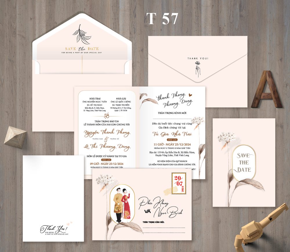 Thiệp chibi dâu rễ tone hồng đào (T57)